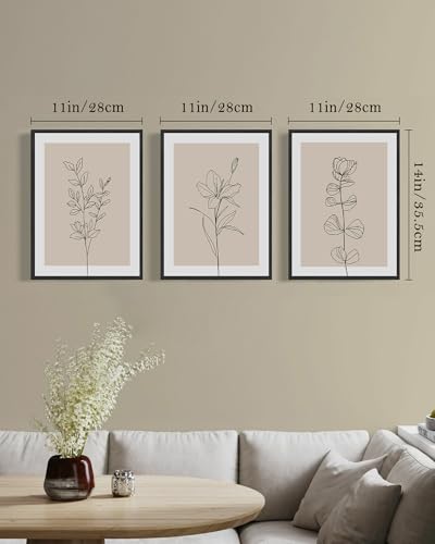 Drsoum Black Line Flower Wall Art Vintage Floral Minimalist Wall Hanging Decor Bohemain Botanical Prints Artwork for Office Dining Room Hallway 11x14in Black Framed - color: Bohemain Flower, size: 11x14in, Black Framed