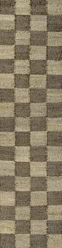 JONATHAN Y Theo Woven Jute Checkerboard Natural/Brown Runner Rug, 2x8, Modern, Farmhouse, Rustic, Lodge, Easy-Cleaning for Living Room, Bedroom, Kitchen, Non-Shedding (NRF203A-28) - color: Natural/Brown, size: 2' x 8' (Runner)