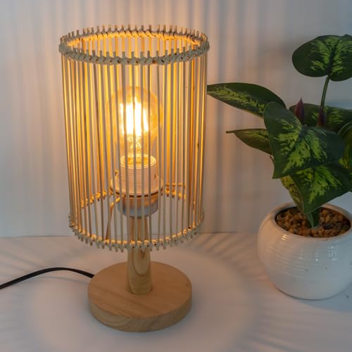 2 pack Small Lampshades for Table Lamp Shade Floor Lamp Shade,woven rattan boho Bamboo Lampshades,5.5"x5.5"x7.9" - color: White/beige