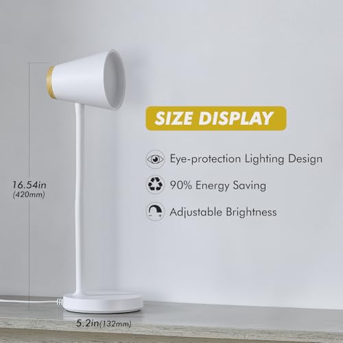 EJIAXIN Desk Lamp for College Dorm Room - Small LED Desk Lamp Touch Dimmable Reading Light for Home Office - Adjustable Flexible Gooseneck Table Lamp for Bedside Bedroom Nightstand White - color: White