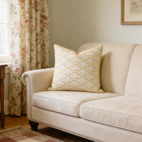 Slow Cow Embroidery Decorative Throw Pillow Cover for Couch Sofa Geometric Accent Pillow Cover Cushion Cover 18 x 18 Inches Yellow - color: Yellow Ice Cream, size: 18" x 18" (Pack of 1)