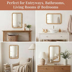 Barnyard Designs Rattan Wall Mirror, Rectangular Farmhouse Boho Accent for Bathroom, Entryway or Bedroom, Woven Natural Honey Rattan Frame (20" × 30", Rectangular) - size: 30"L x 20"W