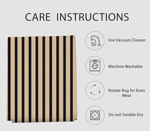 IOHOUZE Striped Area Rug 2.3'x3.6' Front Door Rugs Small Washable Area Rug for Front Porch, Spring Summer Welcome Door Mats Outdoor Indoor, Doormat for Entryway Porch Entrance, Tan/Black - color: Tan/Black Stripe, size: 2'4" x 3'8" (Rectangular)