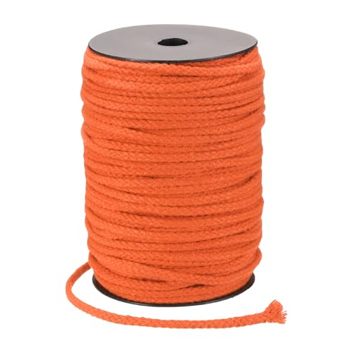 MECCANIXITY Macrame Cord 5mm x 295 ft Handmade Natural Cotton Rope, 8 Strand Twisted Braided Rope Cord for Plant Hanger Wall Hanging Dream Catcher Crafts Home Decoration, Orange - color: Orange