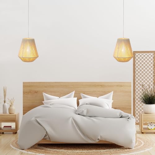 JHY DESIGN Set of 2 Battery Powered Lamp 8" H Braided Cotton Rope Decorative Pendant Lamp Battery Light with 6 Hours Timer for Bar Bedroom Patio Indoor Outdoor Living Room - size: 8 inches, Set of 2