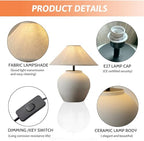 Farmhouse Table Lamps Black 18.8" Tall Ceramic Table Lamp Rustic Southwestern Clay Pot Ceramic Lampshade with Fabric Shade Bedside Nightstand for Living Room Bedroom House Office Entryway (White) - color: White