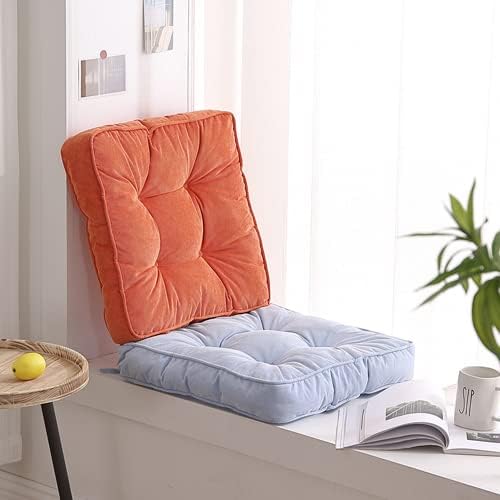 Tiita Chair Cushion Pads with Ties 18x18 Inch, Square Seat Floor Pillows Pad, Tufted Outdoor Patio Cushions, Dining Chairs Pillows Set of 2,Orange