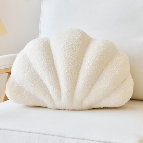 Lfsaaj Beige Seashell Throw Pillows, Shell Shaped Throw Pillows, 13 Inch Soft Home Decorative Pillow Plush Cushion for Bed Couch Living Sofa Room Decor Accent Throw Pillow - color: Beige, size: Small-13Inch