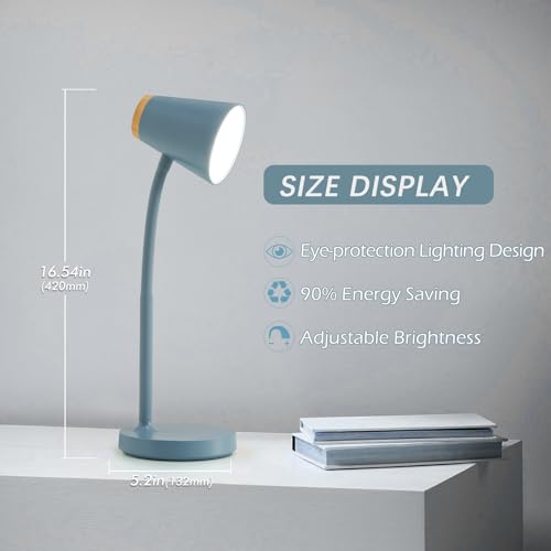 EJIAXIN Desk Lamps for Home Office - Small LED Desk Lamp Touch Dimmable Reading Light for College Dorm Room - Adjustable Flexible Gooseneck Table Lamp for Bedside Bedroom Nightstand Blue - color: Blue