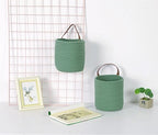 2pack Small Hanging Basket-Cotton Rope Wall Basket with Handle, Hanging Storage Baskets, Shelf Baskets Storage Bin Closet Organizer - 6.3" x 7", Woven Plant Basket (Green) - color: Green