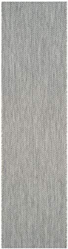 SAFAVIEH Outdoor Runner Rug 2'3"x6'7" - Courtyard Collection - Coastal Design, Grey & Navy, Durable & Easy Cleaning, Ideal for Patio, Entryway, Mudroom, Backyard (CY8022-36812) - color: Grey/Navy, size: 2'3" x 6'7" (Runner)