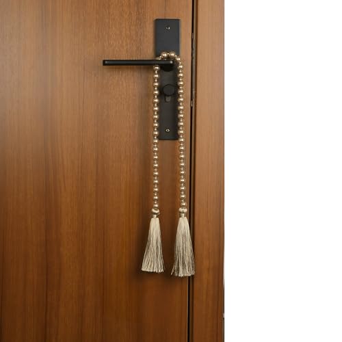 34 Inch Pearl Glass Bead Garland with Tassels - Elegant Boho Table Decor, Fringe Wall Hanging for Wedding, Party, Farmhouse Rustic Prayer Bead Home Decoration(1 Pack,Off White) - color: Off White, size: 1 Pack