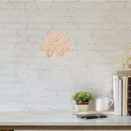 STOBAZA Woven Flower Wall Decor Boho Wall Basket Flower Shape Seagrass Woven Hanging Art for Farmhouse Bedroom Living Room Decoration