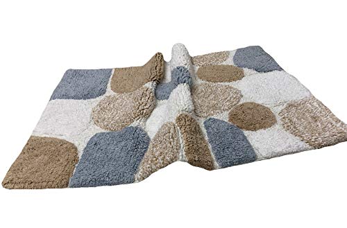 Ramanta Home 100% Cotton Pebble Stone Bath Runner - Grey Beige, Super Soft Anti Skid Absorbent Bath Rug Runner for Kitchen, Bathroom, Kids Room, Dressing Room, Machine Washable - 24x60 Inch - color: Grey Beige, size: 2' x 5' (Runner)