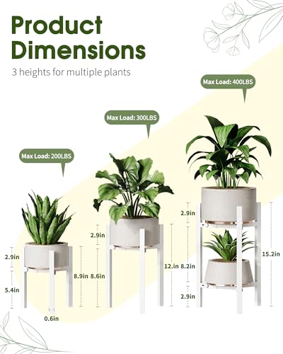 3 Pack Plant Stand Indoor Adjustable, Metal Modern Indoor Plant Stand, Heavy Duty Single Plant Stands Outdoor Corner, Stable Plant Holder Indoor Stand, Fits 8 to 12 Inches Pots, White - color: White, size: 3 Pack