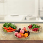 3 Pieces Handmade Bamboo Woven Basket Tray, 13 Inch Round Flat Wicker Baskets, Shallow Food Storage Serving Trays Decorative Wall Hanging Baskets for Breakfast, Fruit, Snacks (Beige)