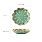 Lotus Ring Holder Dish Small Indoor Ash Tray, Ceramic Dessert Plate Trinket Jewelry Holder Organizing Necklace Earrings for Parents Friends Sister, Deep Green. All Jewelries Are NOT Included. - color: Crystal Green-Round