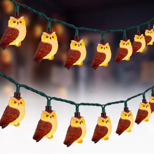 8.5ft Owl Christmas Outdoor String Lights with 10 LED Bulbs, Shatterproof Fairy Lights Plug in for Xmas - color: Multicolor Owl