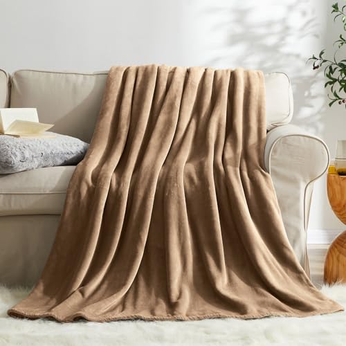 KMUSET Brown Throw Blanket Twin Size - Warm Cozy Soft Lightweight Blankets All Seasons Suitable 60 x 80 inches - color: Brown, size: Twin(60"x80")