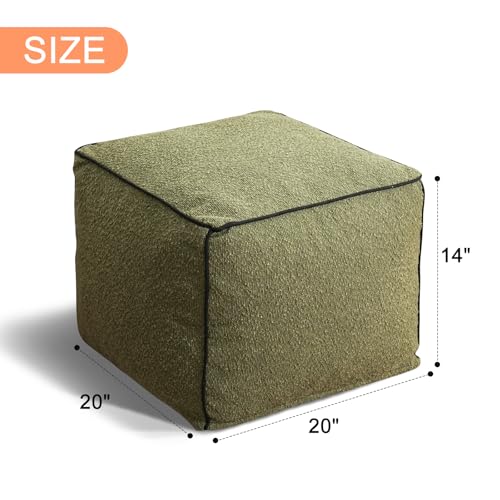 Pouf Ottoman Stuffed Modern Foam Filled Foot Rest Poufs for Living Room Chair Decorative 20 X 15 Inches Boho Relax Stool Floor Poufs Foot Rest for Living Room,Green - color: Green
