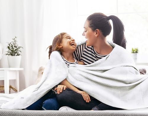 Utopia Bedding 100% Cotton Thermal Blanket White Full Size Soft, Lightweight, Breathable, Cozy Spring and Summer Blankets for Bed, Home Room Decor Gifts for Women and Men (90x84 Inches) - color: White, size: Full