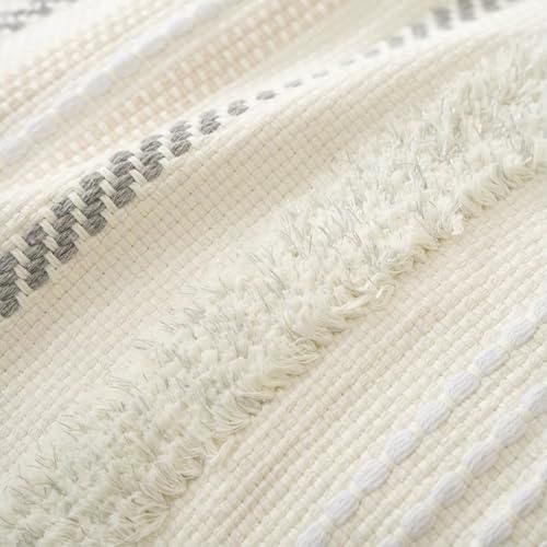 Set of 2 Boho Woven Decorative Throw Pillow Cover with Tassels White, 20"x20" - color: White, size: 20" x 20" (Pack of 2)