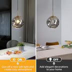 Modern Smoke Gray Concave Glass Pendant Light, Kitchen Island Lighting Single Globe Pendant Light Fixtures Century Kitchen Island Pendant Lighting for Bedroom Living Dining Room Light （Without Bulb） - color: AX-Smoky Gray-1 Light-1PC