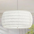 23 inch White 5 Light Rattan Chandelier Rattan Farmhouse Light Fixture Woven Pendant Lights Fabric Shade Boho Chandelier for Kitchen Dinning Room - color: 23"-White-Drum