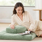 Hihealer Meditation Cushion, Traditional Tibetan Meditation Pillow Velvet Cover - Large Floor Cushion Seating for Adults - Yoga Buckwheat Bolster for Women、Moms - color: Serenity Green(set)
