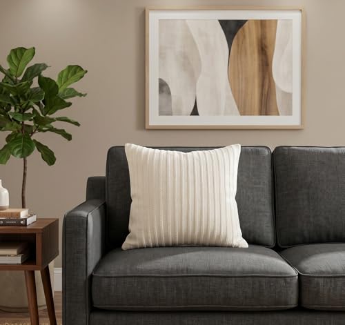 SanVia Cotton Throw Pillow Covers 20x20 – Handwoven Jacquard Texture, Fade-Resistant, No Pilling – Hidden Zipper, Decorative Cushion Cover for Sofa, Couch, Bed – Insert Not Included (Farmhouse, White) - color: Ivory Cream, size: 20" x 20"