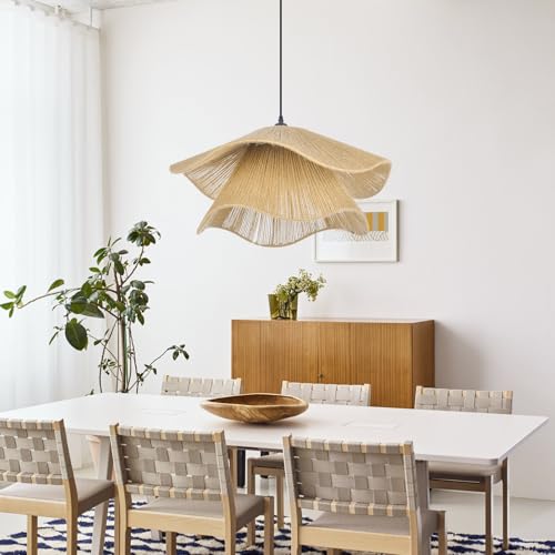 Arturesthome Pendant Light for Foyer Hallway Woven Pendant Lighting,Coastal Rope Lamp Shade Creative Ceiling Hanging Light for Dining Table Room - size: 23.6"*11"