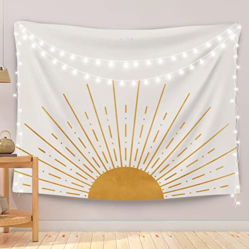 OGILRE Boho Gold Sun Sunrise Sunshine Abstract Home Girls Bedroom Decorations Wall Art Hanging Tapestry, Bohemia Sunset Tapestries, 50x60 Inch - color: SUN 2