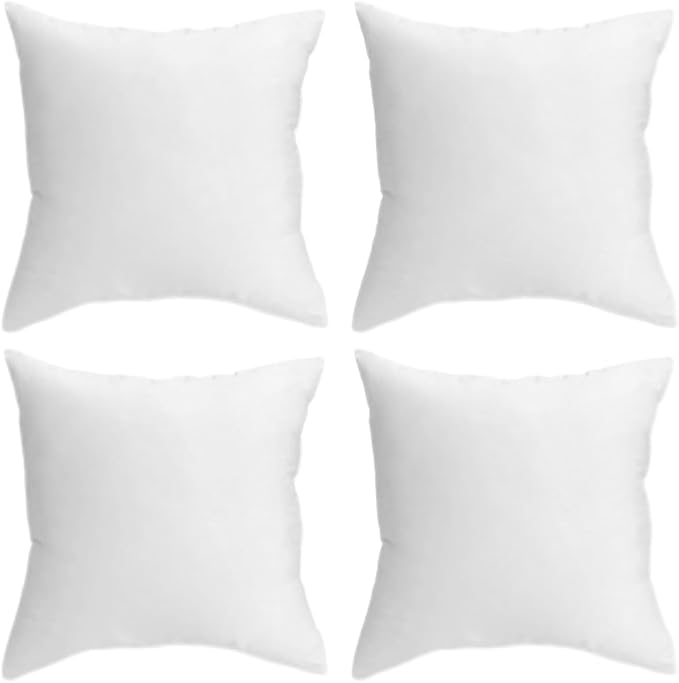 16 x 16 Throw Pillow Insert - Pack of 4 White, Down Alternative Pillow Inserts for Decorative Pillow Covers, Throw Pillows for Bed, Couch Pillows for Living Room (16" x 16" (Pack of 4))