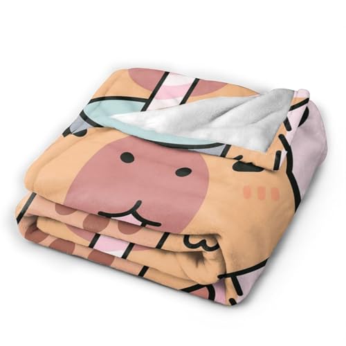Cute Capybara Blanket Gifts for Women Kids, Boba Tea Flannel Blankets, Warm Cozy Soft Throw for Bedroom, Camping, Couch, Decor 60x80 in - color: Capybara, size: 60"x80"
