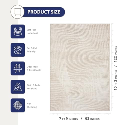Abani Neutral Beige Area Rug | 8' x 10' Tan Geometric Carpet with Zen Circle Pattern | Rugs for Living Room, Bedroom, Office - color: Beige, size: 8' x 10' (Rectangular)