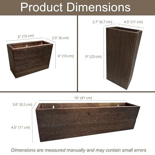 LaLaGreen Wood Planter Box for Plants (6 Pack) Wooden Hanging Wall Planters for Indoor Plant Holder Vase for Dried Flowers, Modern Farmhouse Wall Decor Living Room Bedroom Kitchen Office Home Garden - size: 6-pc Set A