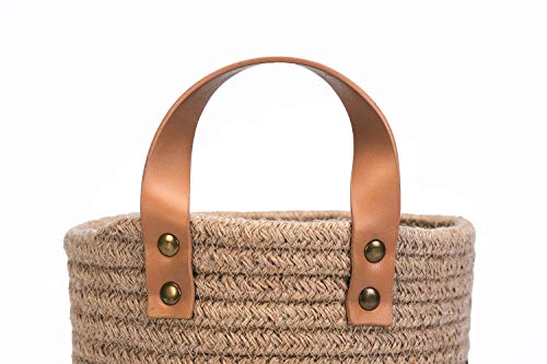 Wall Hanging Storage Baskets - Small Cotton Rope Woven Closet Storage Bins-Shelf Basket Organizer for Plants, Towels,Toys - 6.3" x 7" (Jute) - color: Jute