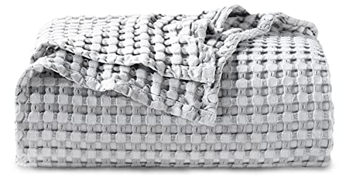 Bedsure Cooling Cotton Waffle Twin XL Blanket - Lightweight Breathable Blanket of Rayon Derived from Bamboo for Hot Sleepers, Luxury Throws for Bed, Couch and Sofa, Grey, 66x90 Inches - color: Grey, size: Twin XL (66" X 90")