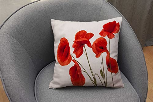 Throw Pillow Cover 16x16 Inch, Poppy Flowers White Poppy Red Beautiful White Beauty Bloom Blossom Double Sided Cotton Linen Square Throw Pillow Case Decorative Cushion Cover Pillowcase for Sofa - color: Multi 28