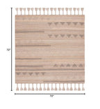SAFAVIEH Natura Collection Area Rug - 6' Square, Natural & Beige, Flat Weave Boho Braided Tassel Jute & Wool Design, Ideal for High Traffic Areas in Living Room, Bedroom (NAT278A) - size: 6' x 6' (Square)