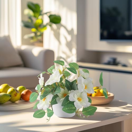 Artificial Fake Hanging Flowers Faux Daisy Plants Basket for Outdoor Flower Decor Party Exhibition Center Wedding Home Decoration- White - color: White