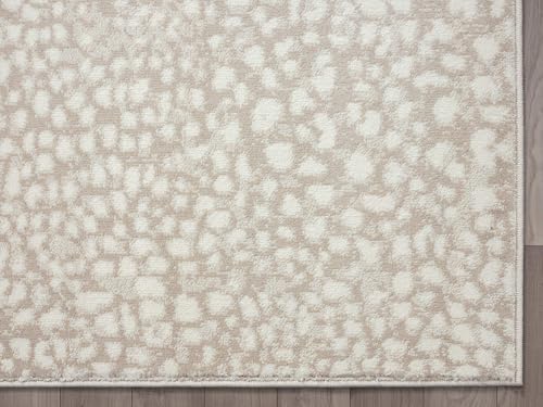 Abani Beige Cheetah Print Area Rug Rugs, Arto Collection - Contemporary Durable Accent Rug (2'2" x 8') - color: Beige/Ivory, size: 2'2" x 8' (Rectangular)