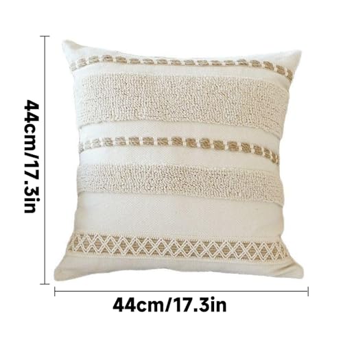 Handwoven Tufted Throw Pillow Cover with Tassels Boho Decorative Cushion Case for Couch Sofa Living Room Bedroom Home Decor - color: 1-001 Hand Woven Tufted Pillowcase