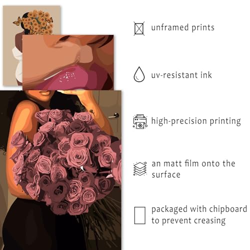 ANERZA 16 PCS Black Girl Wall Art Decor, African American Gallery Wall Prints for Bedroom, Black Woman Posters for Living Room Aesthetic, Black People Collage Kit Pictures, Pink and Black Dorm Home Decor - color: Coffee, size: 11"x14" Unframed