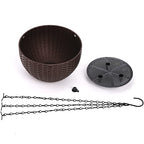 Foraineam 4 Pack 8.2 inch Self-Watering Hanging Planters, Garden Flower Plant Pot Container, Hanging Basket Planter with Drainer and Chain for Indoor Outdoor Use, Coffee Brown