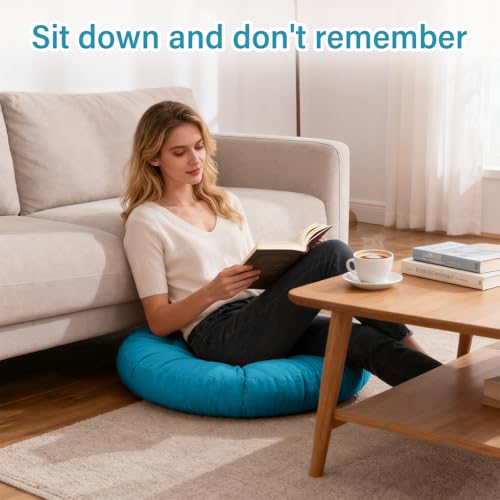 Tiita Outdoor Cushions Square Floor Pillow Thicken Tufted Seat Pad Large Floor Cushion for Yoga Meditation Living Room - color: Round|blue, size: 1 Count (Pack of 1)