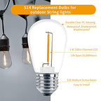 Meconard 24 Pack LED S14 Replacement Light Bulbs, Shatterproof Outdoor 1 Watt to Replace 11Watts String Incandescent Bulb, E26 Regular Medium Screw Base, 2200K Warm White, Non-Dimmable - color: Warm White, size: 24 Count (Pack of 1)