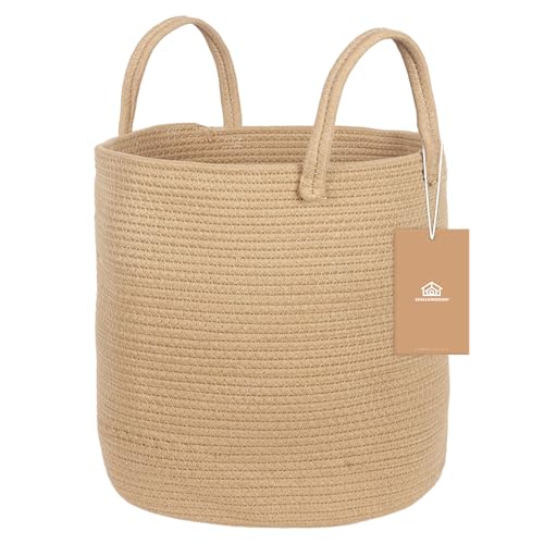 ShellKingdom Laundry Basket, Large Natural Rope Woven Storage Basket with Handles for Home, Living Room, Laundry, Storage Organizer for Blankets, Clothes, Plant, Toys, 19.7 x 14.96 INCH (Jute) - color: Jute, size: 58L