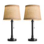 Oneach 19.5” Table Lamps Set of 2, Pull Chain Switch Bedside Table Lamps, Farmhouse Nightstand Lamp with Unique Natural Shade, Small Lamp for Living Room, Bedroom, Home Office, Nursery - color: Dark Browm-2Pack