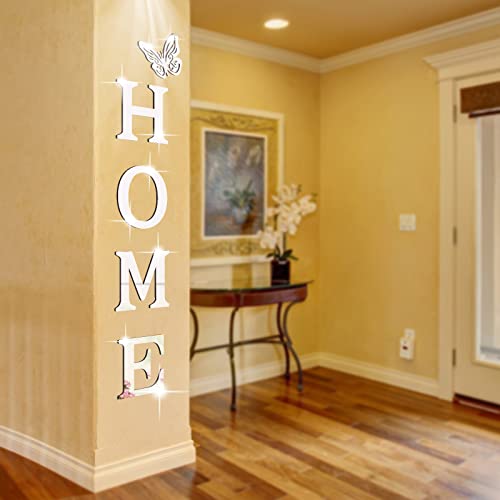 Home Wall Decor,Living Room Wall Decor Home Sign Letters Mirror Wall Stickers,Modern Decals (Silver) - color: Silver